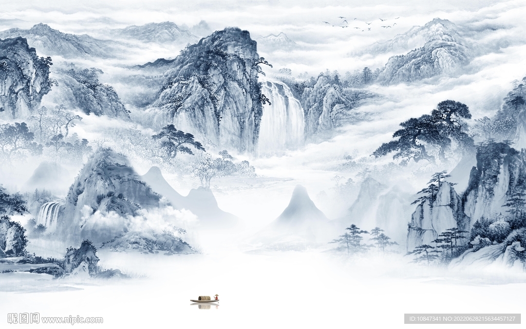 最新简约意境山水 TIf分层