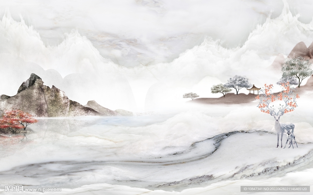 石纹简约意境山水 TIf分层