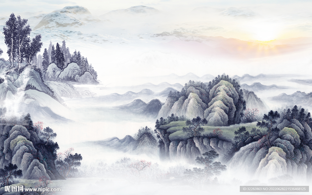 别墅 客厅新款山水 TIf分层