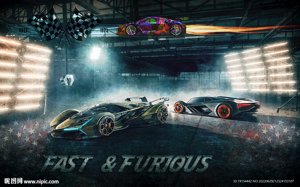 潮流跑车工装背景墙