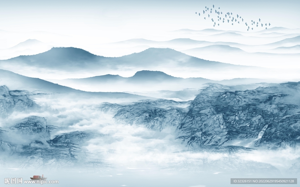 最新电视背景山水 tif分层