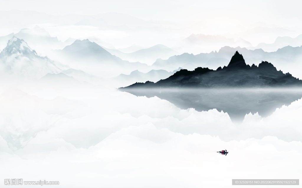 意境电视背景山水 tif分层