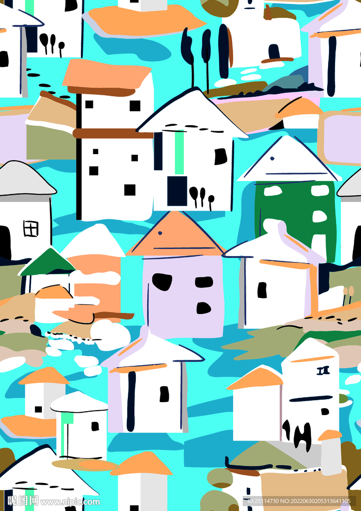 房子建筑抽象卡通涂鸦