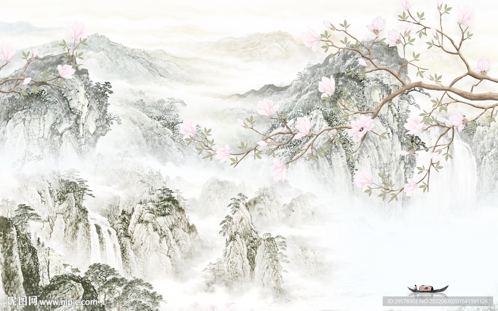 别墅客厅大气山水 TIf分层