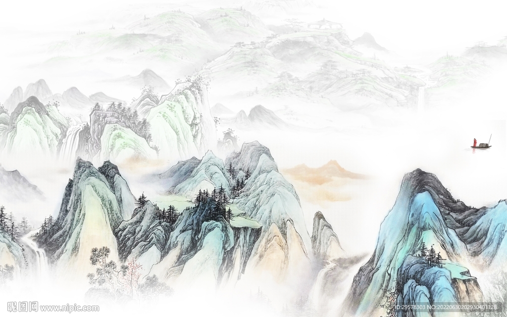 古风客厅大气山水 TIf分层