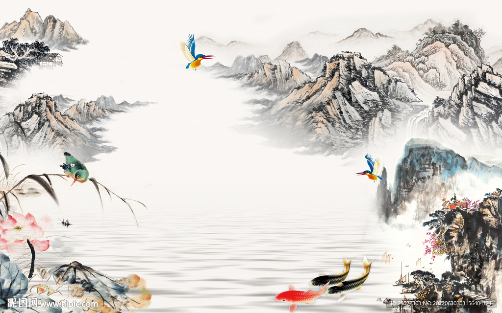 高清客厅大气山水 TIf分层