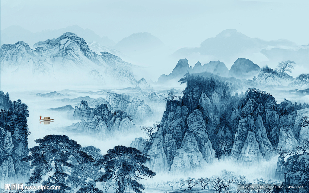 客厅最新意境山水 TIf分层