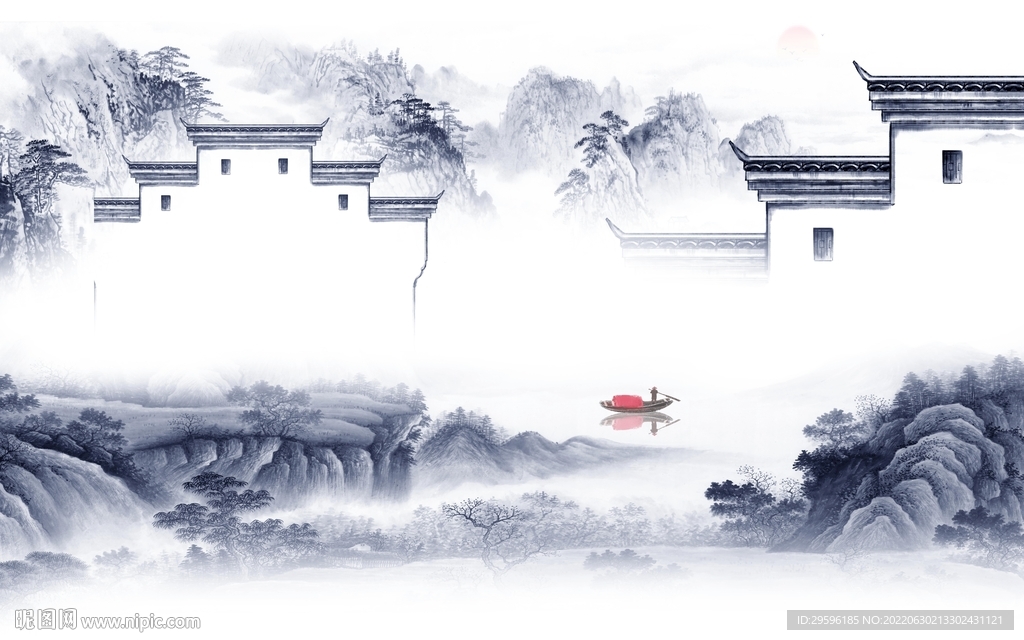 中式最新意境山水 TIf分层