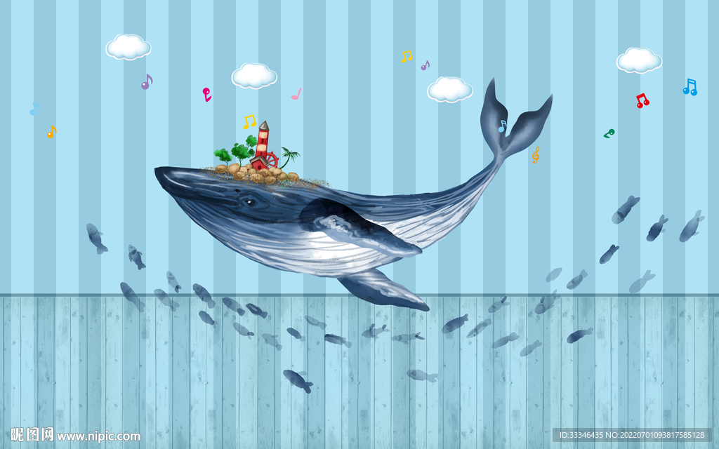 卡通儿童房背景墙