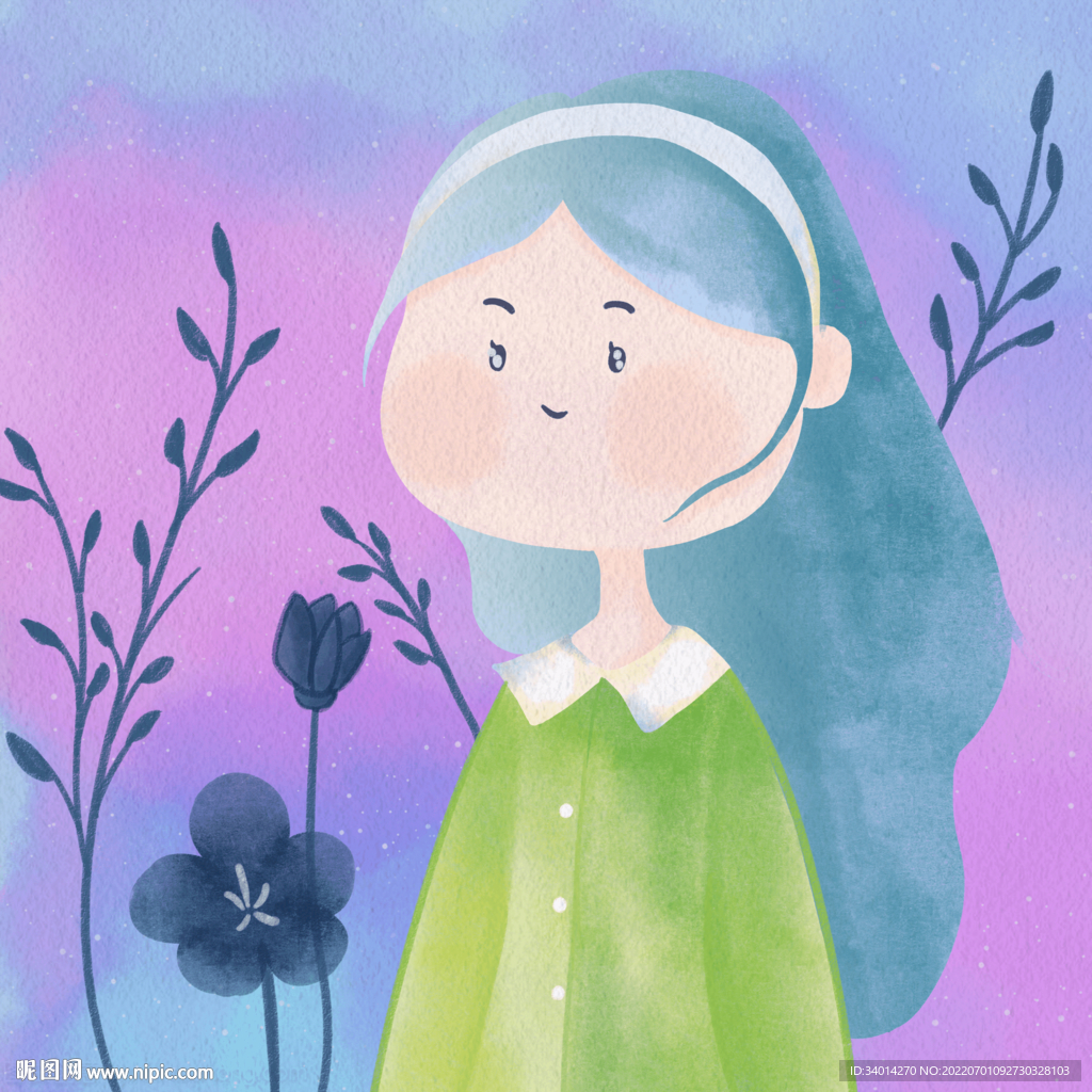 水彩女孩