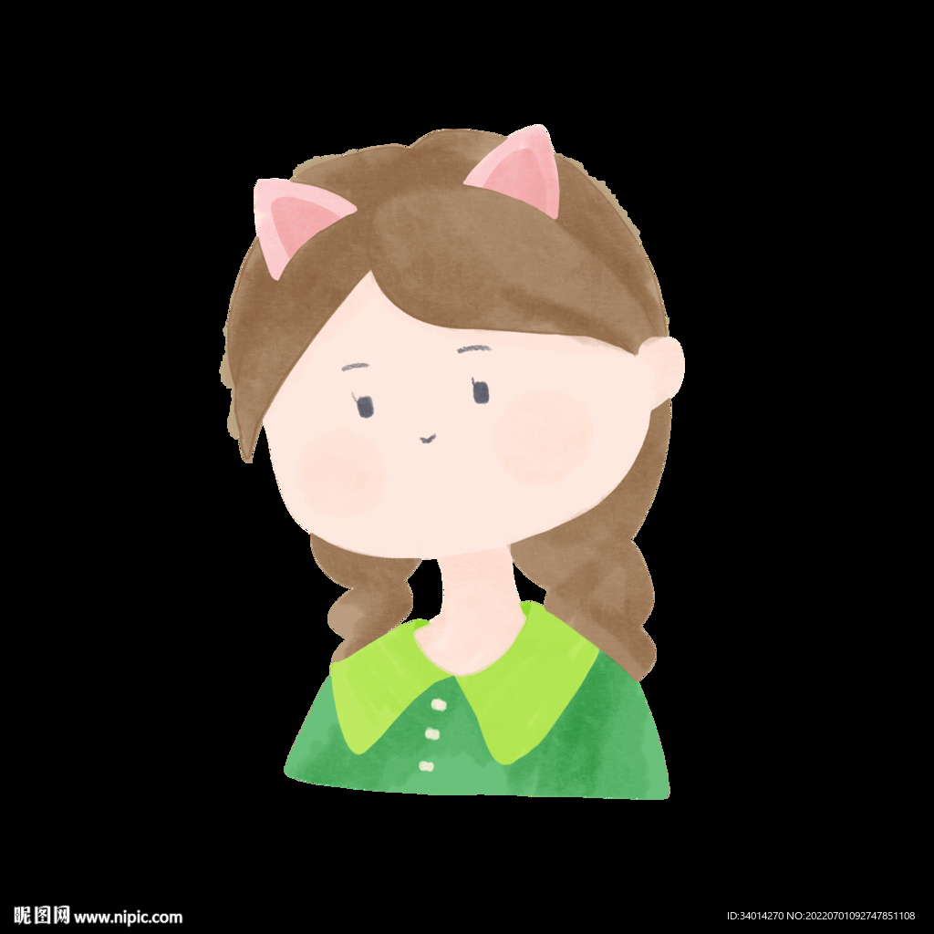 水彩猫耳小女孩