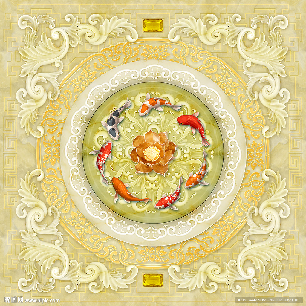 新中式大理石浮雕地板