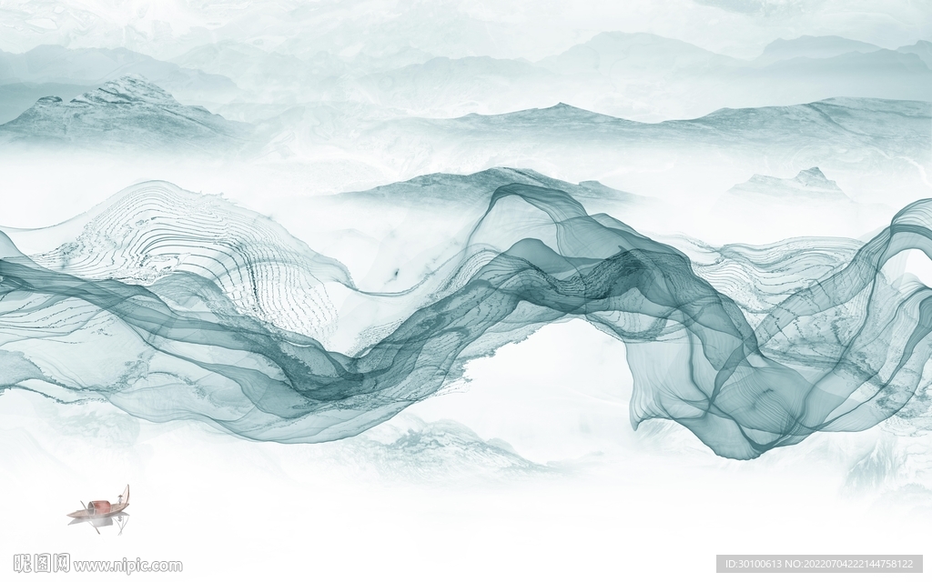 线条 背景墙新山水 Tif分层