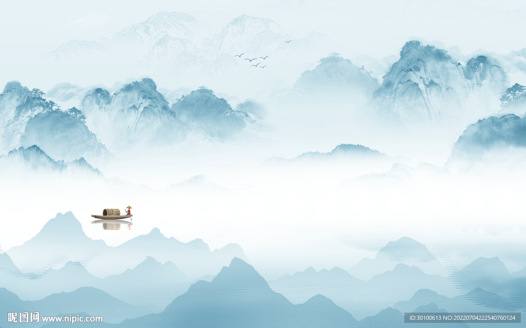 简约 背景墙新山水 Tif分层