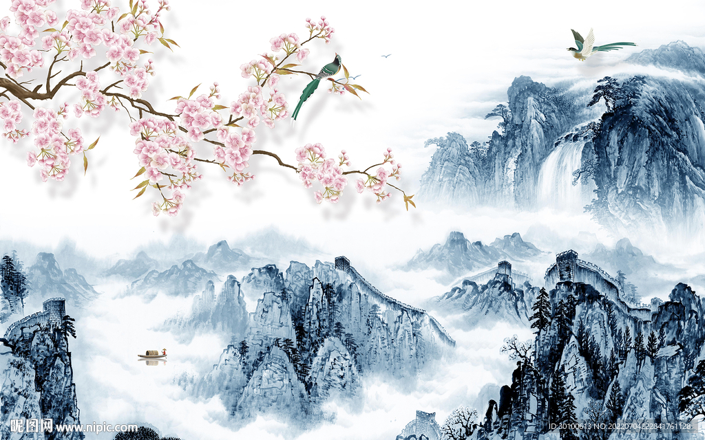 高清 背景墙新山水 Tif分层