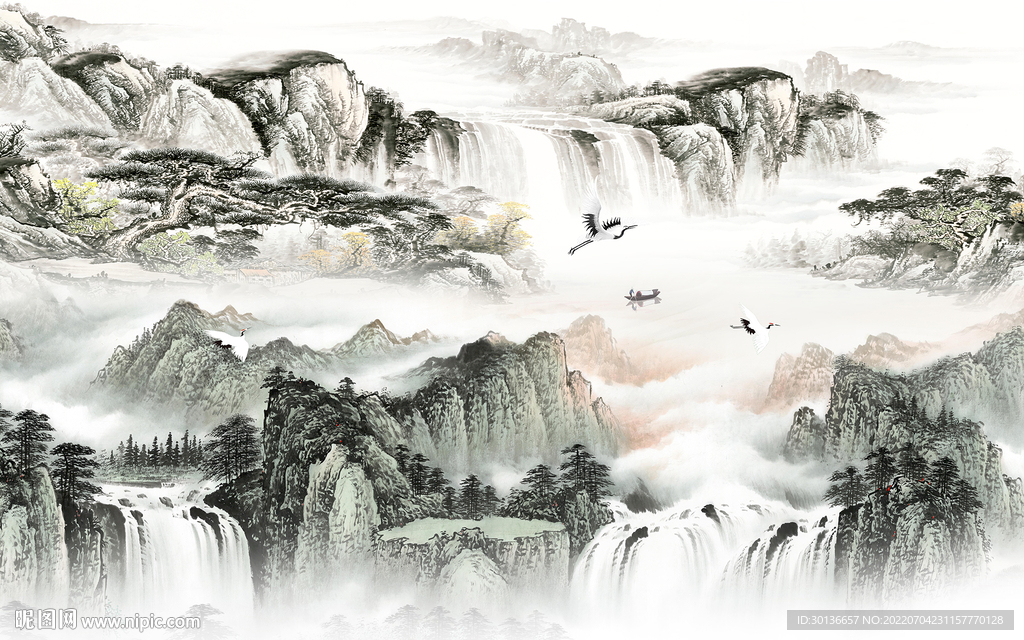 最新客厅中式山水 TiF分层