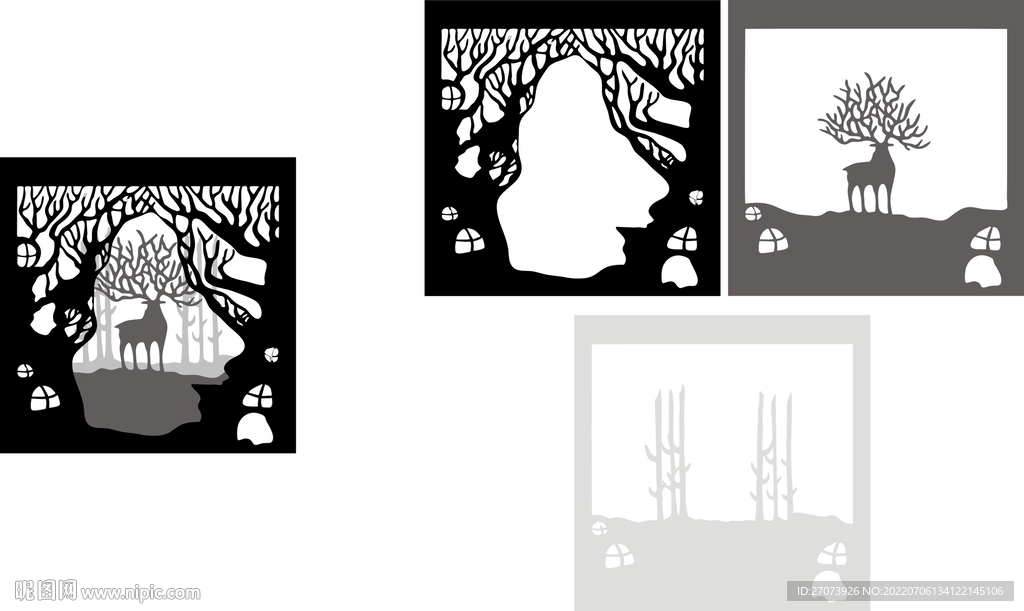 现代简约森林麋鹿图片