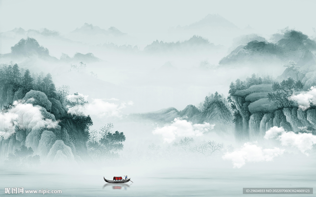 中国风高端背景山水 TIf分层