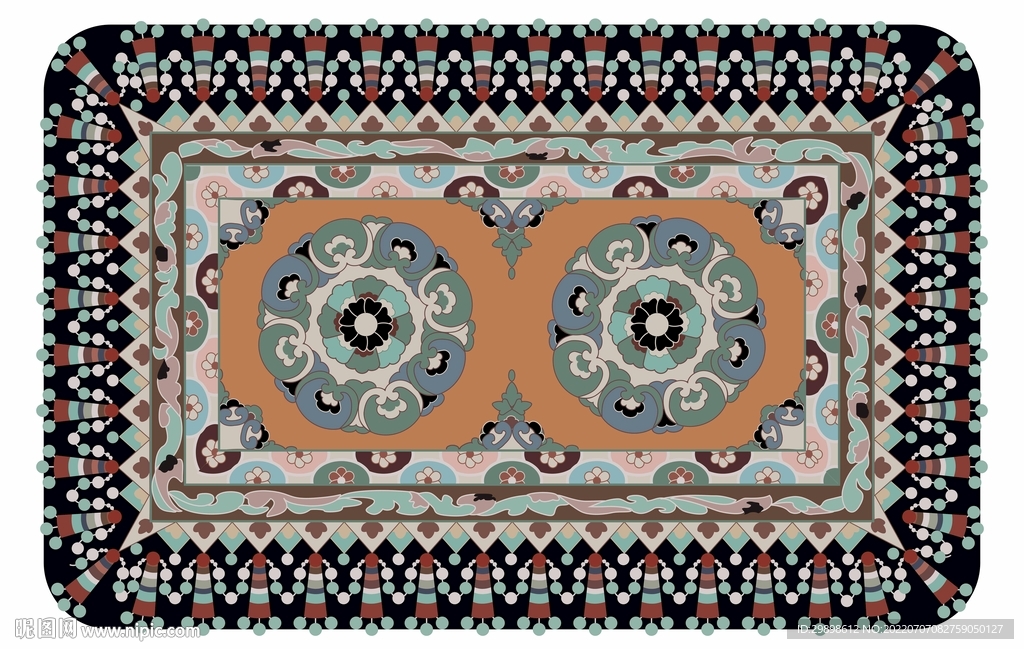 敦煌莫高窟壁画二团花藻井图案