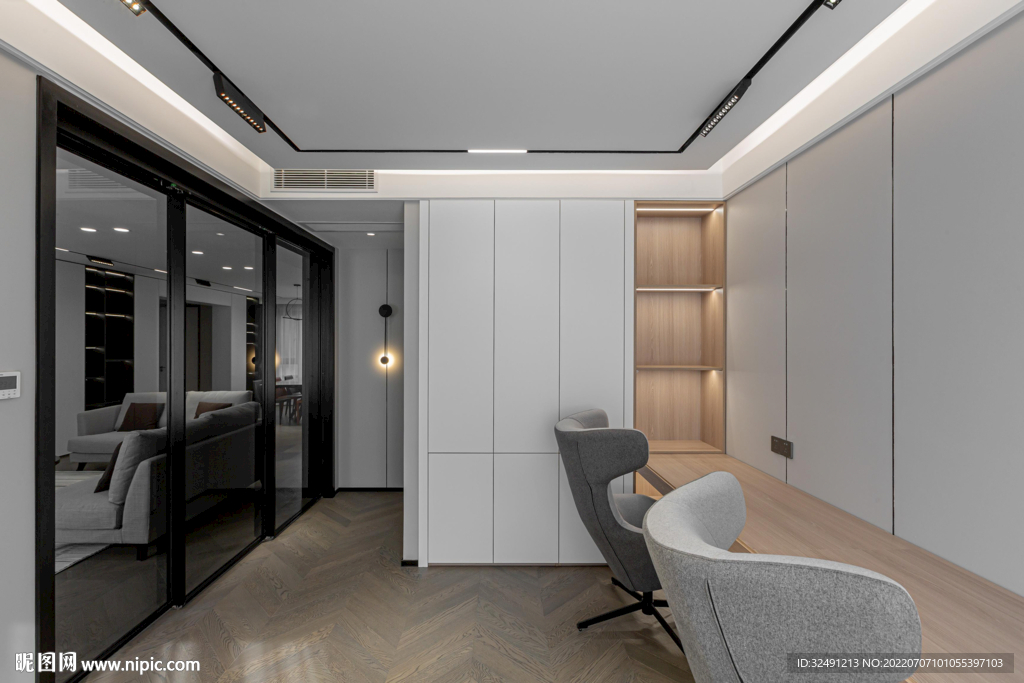 全屋定制现代书房效果图图片