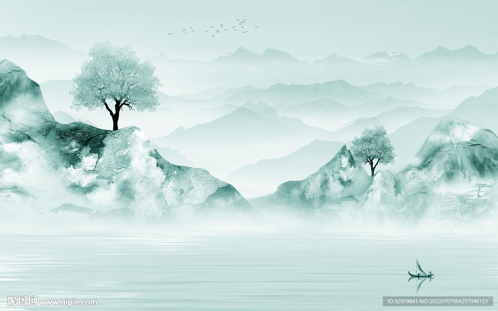 意境客厅电视山水 TIf分层