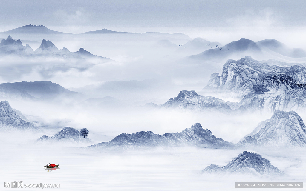 高档客厅电视山水 TIf分层