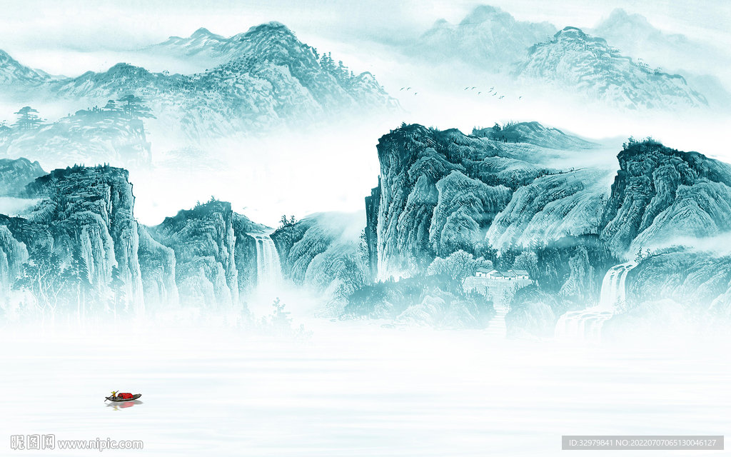 高端客厅电视山水 TIf分层