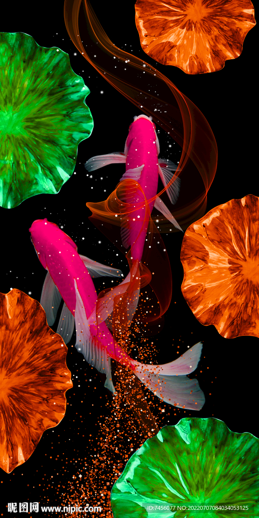 游鱼荷叶艺术玄关过道