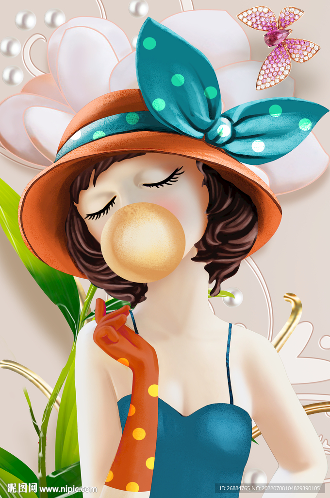 卡通娃娃现代简约高清装饰画