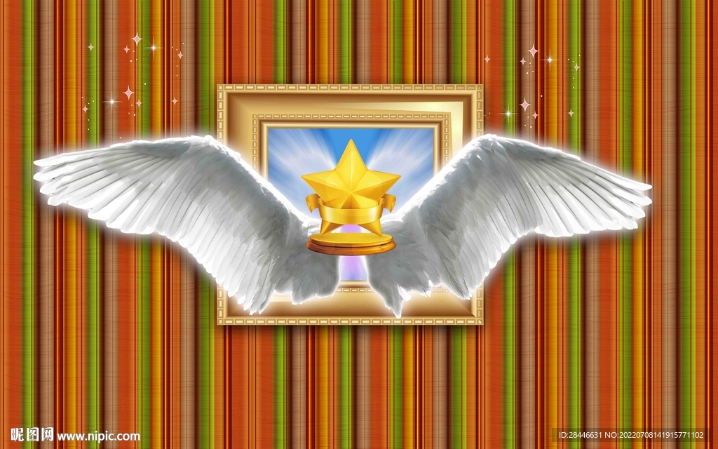 翅膀拍照打卡直播背景墙