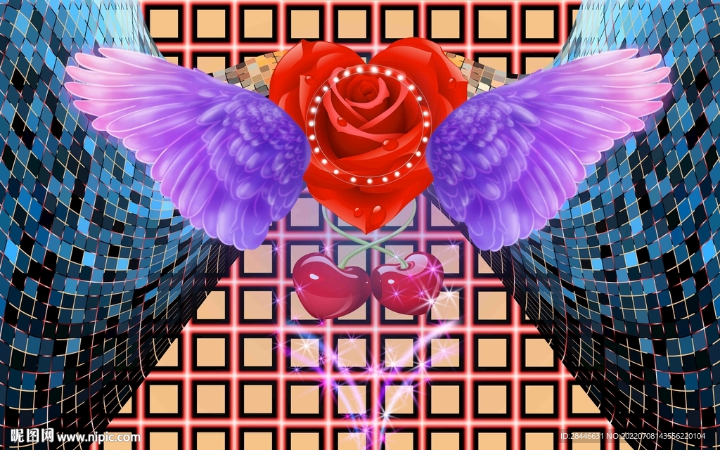 翅膀拍照打卡直播背景墙