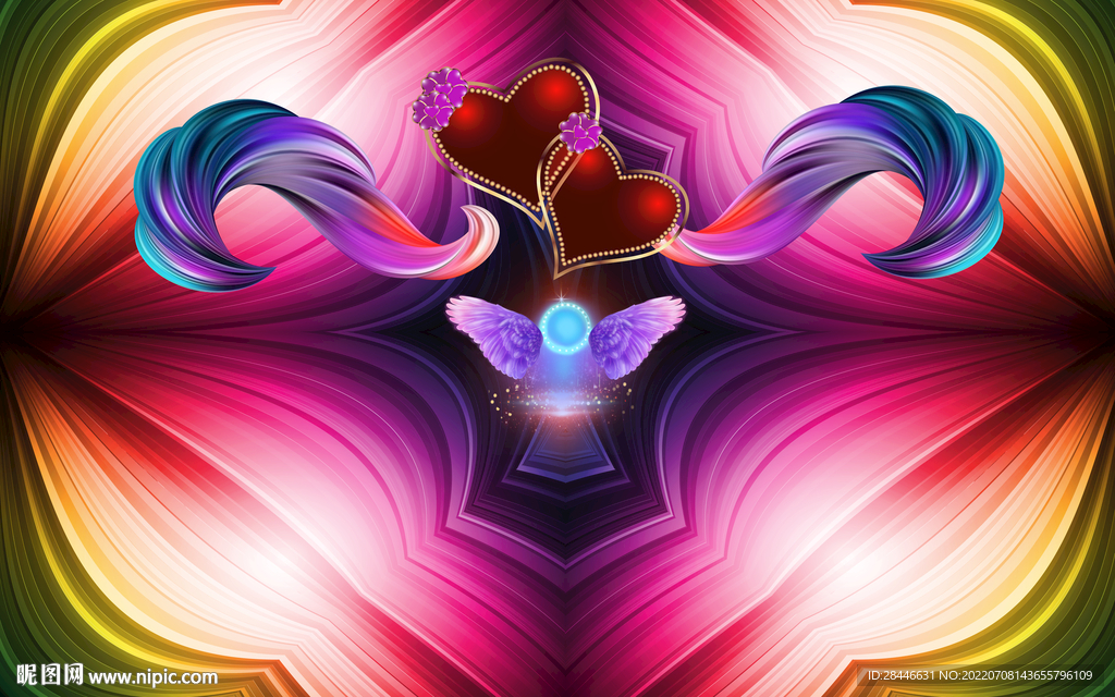 翅膀拍照打卡直播背景墙 