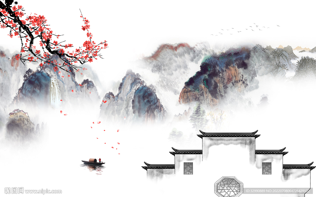 徽派新简约山水画 TIf分层