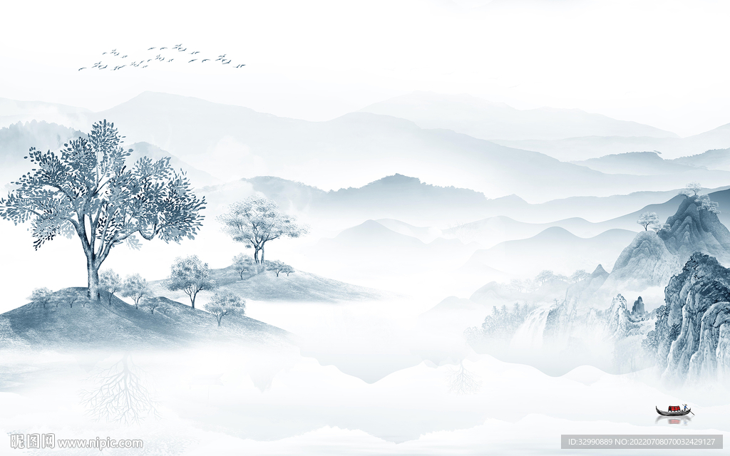 爆款 新简约山水画 TIf分层
