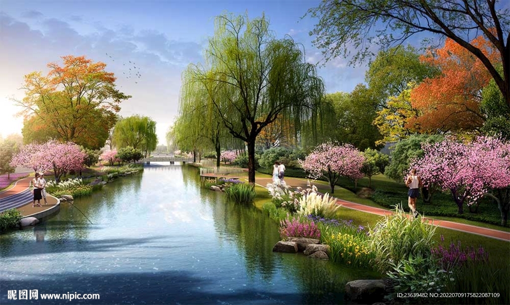 河道景观效果图