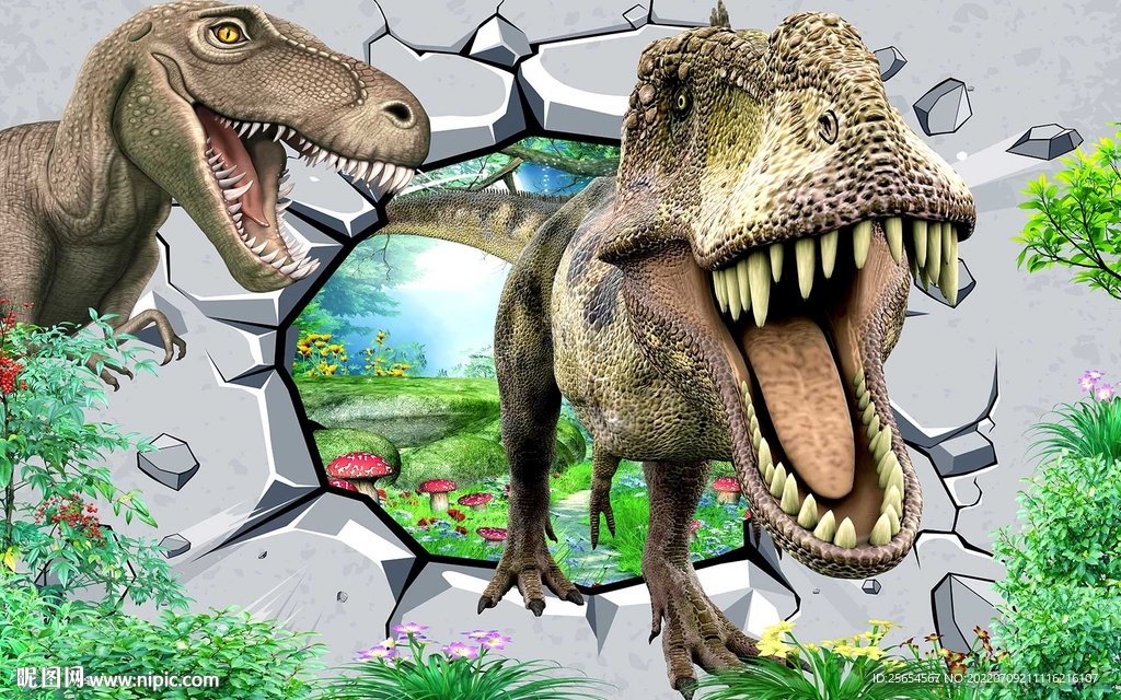 恐龙世界森林背景墙