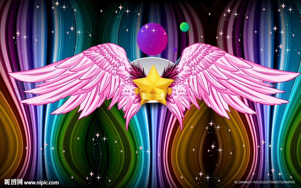 翅膀拍照打卡直播背景墙