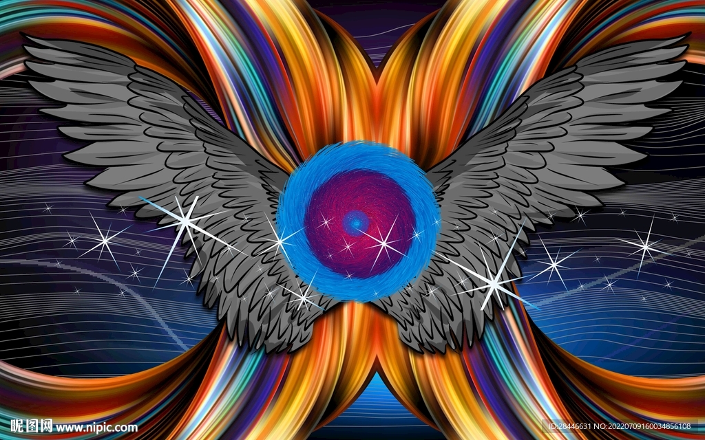 翅膀拍照打卡直播背景墙