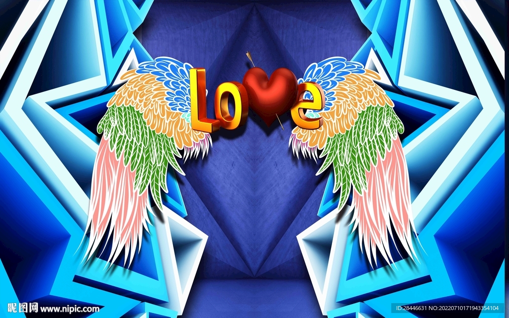 翅膀网红拍照打卡直播背景墙