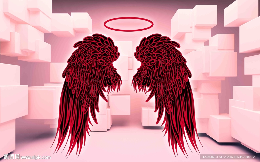 翅膀网红拍照打卡直播背景墙 