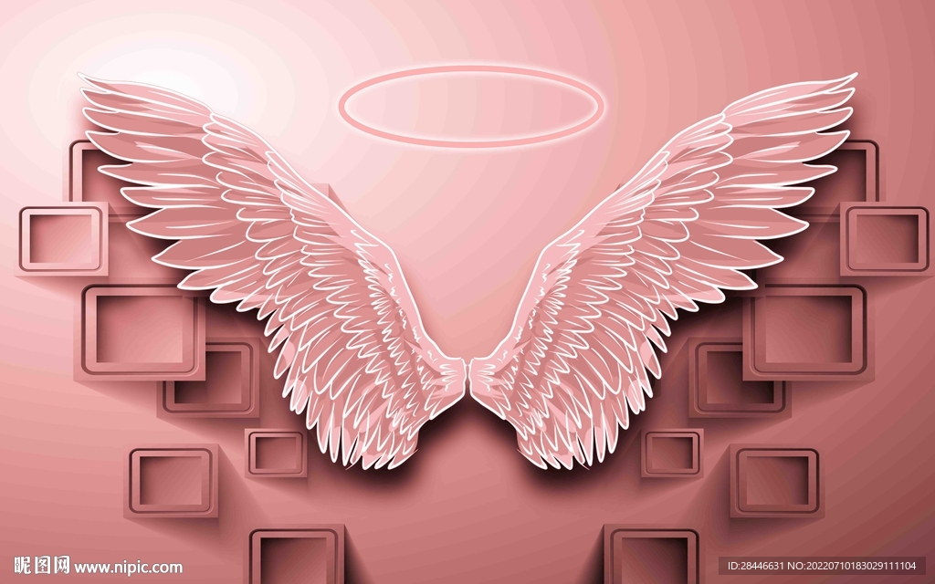 翅膀网红拍照打卡直播背景墙 