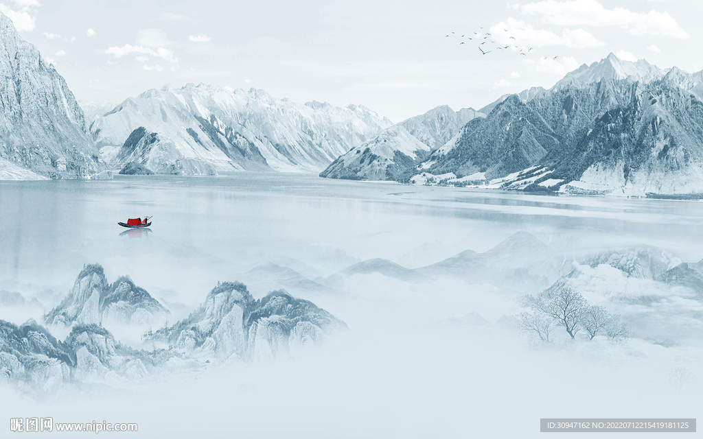 中式 最新背景山水 TIf分层