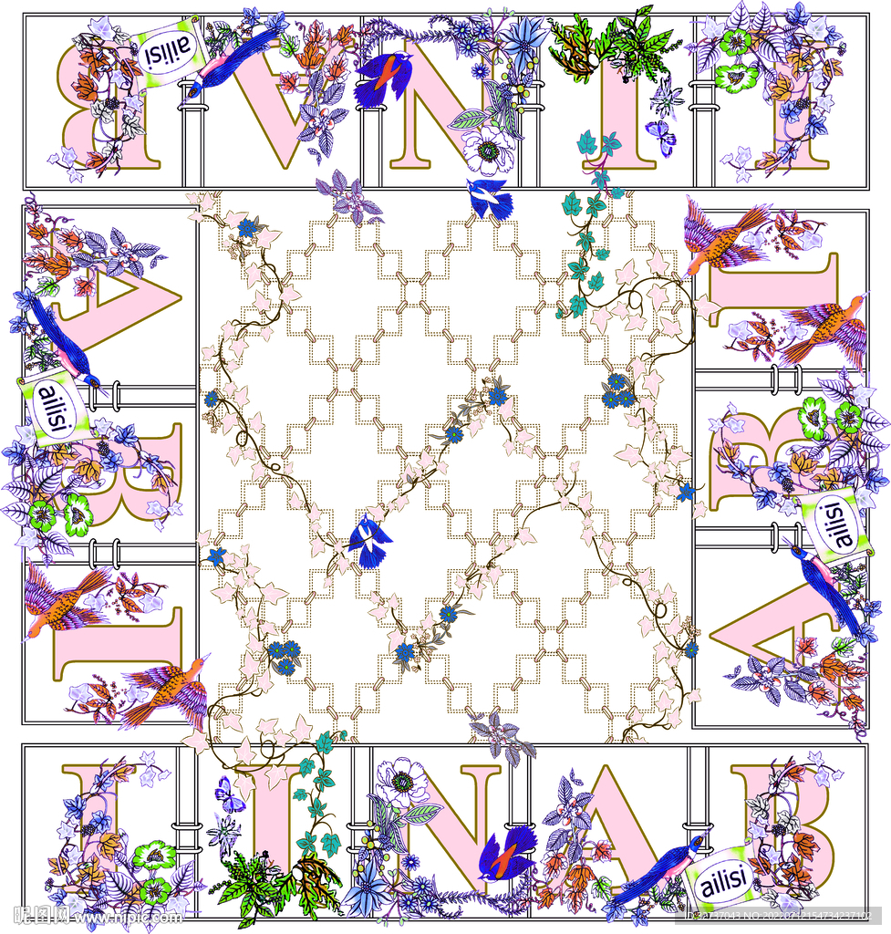大牌 字母 方巾
