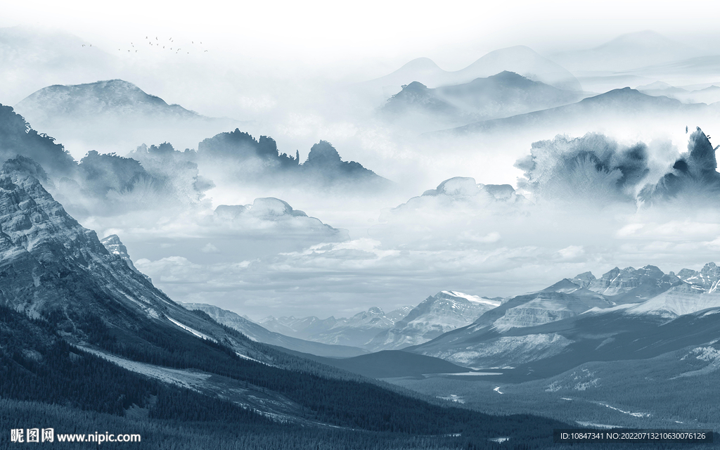 中国风大气现代山水 TIf分层