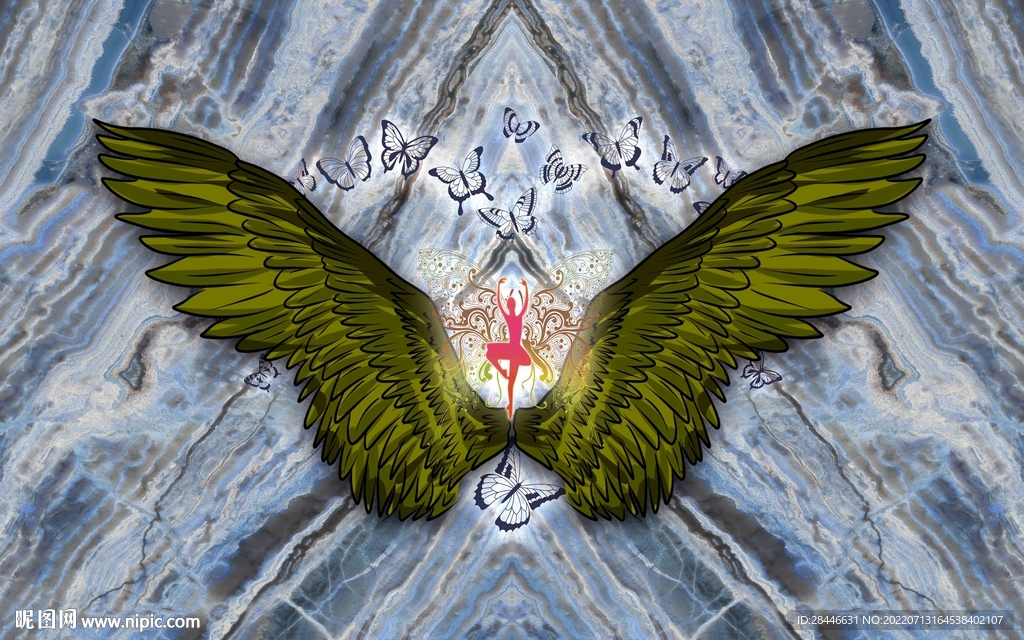 翅膀大理石背景墙