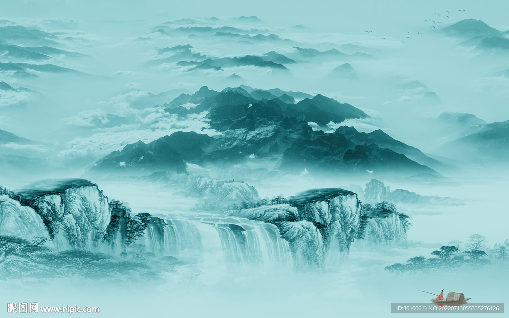 爆款 客厅最新山水 Tif分层