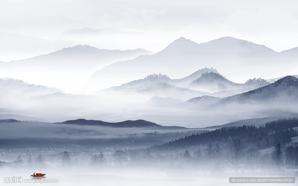 现代 中式电视山水 Tif分层