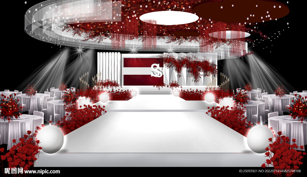 红白色简约婚礼