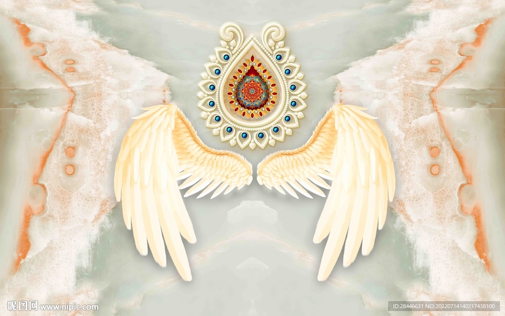 翅膀大理石背景墙 