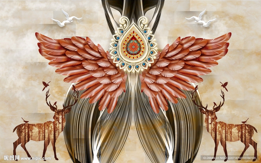 翅膀大理石背景墙 